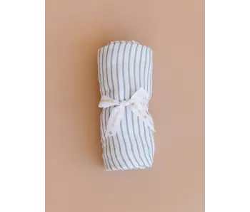 Swaddle Blue Stripe Baby Organic Cotton Muslin Blanket