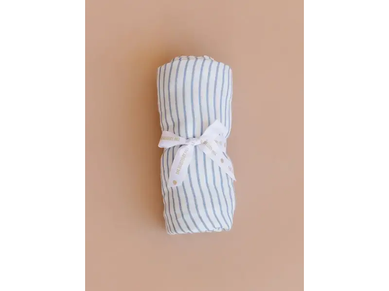 The Blueberry Hill Swaddle Blue Stripe Baby Organic Cotton Muslin Blanket