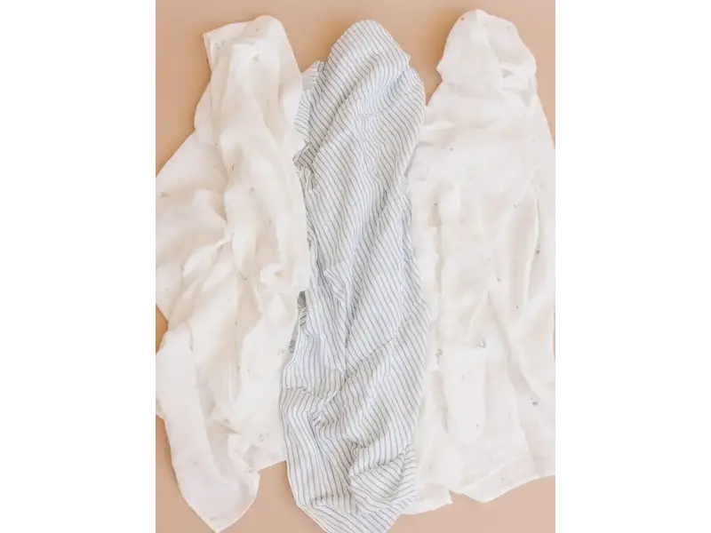 The Blueberry Hill Swaddle Blue Stripe Baby Organic Cotton Muslin Blanket