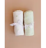 The Blueberry Hill Copy of Swaddle Blue Stripe Baby Organic Cotton Muslin Blanket