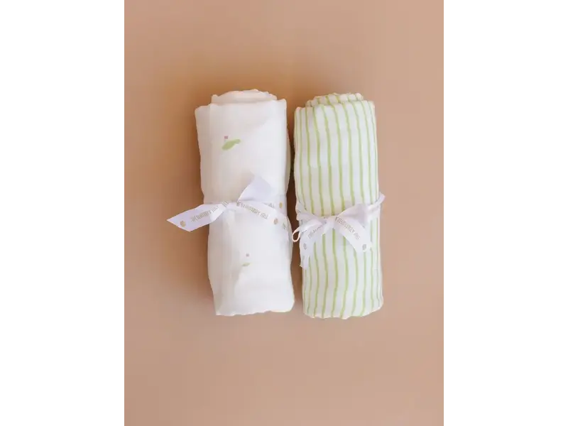 The Blueberry Hill Copy of Swaddle Blue Stripe Baby Organic Cotton Muslin Blanket