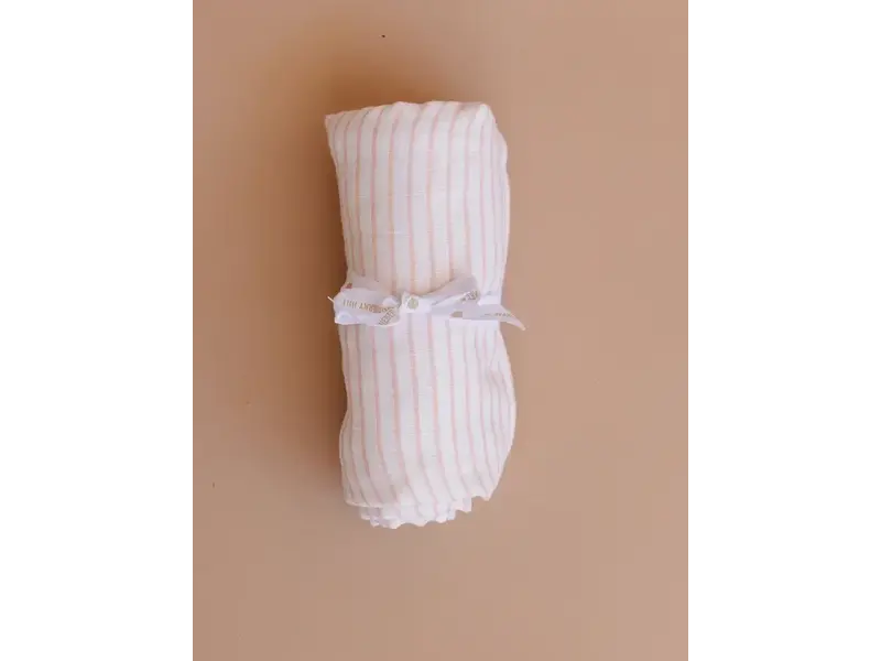 The Blueberry Hill Swaddle Pink Stripe Baby Girl Organic Muslin Blanket
