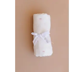 Swaddle Pink Bow Baby Girl Organic Cotton Muslin Blanket