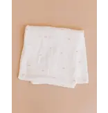 The Blueberry Hill Swaddle Pink Bow Baby Girl Organic Cotton Muslin Blanket