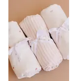 The Blueberry Hill Swaddle Pink Bow Baby Girl Organic Cotton Muslin Blanket