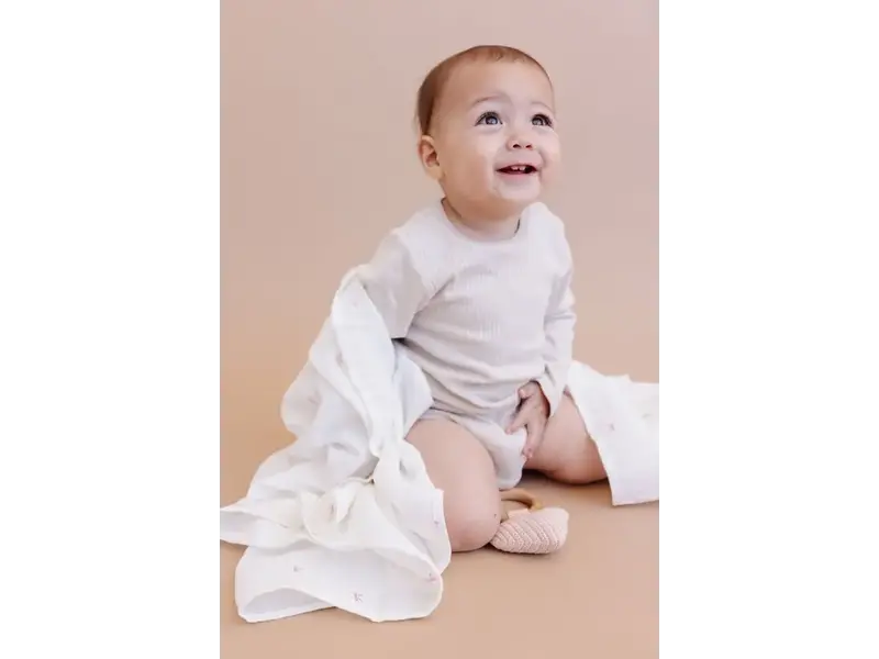 The Blueberry Hill Swaddle Pink Bow Baby Girl Organic Cotton Muslin Blanket