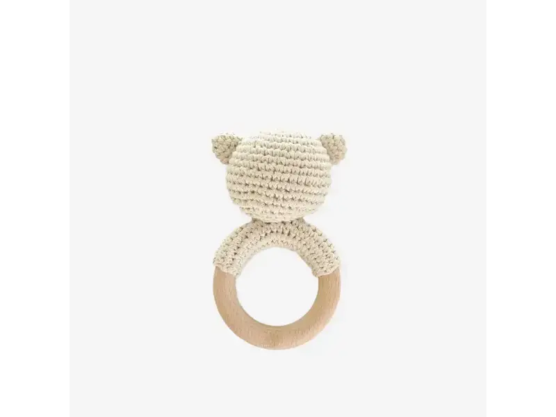 The Blueberry Hill Teether Bear Cotton Rattle Baby Newborn Gift Toy