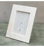India Handicraft Exporter White Marble Photo Frame w/ Brass Edge 5x7