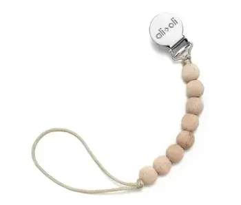 Silicone Pacifier Clip (Beech Wood)