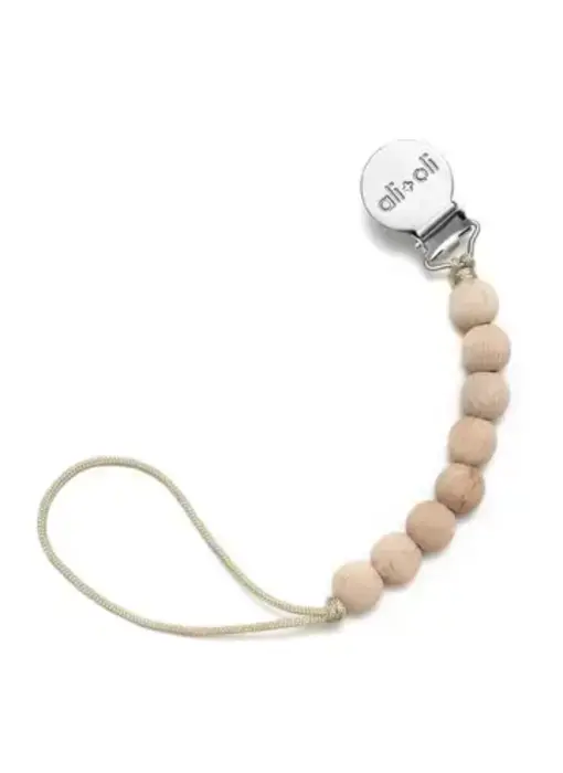 Silicone Pacifier Clip (Beech Wood)