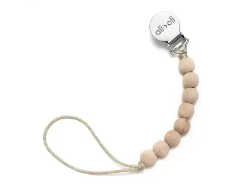 Ali + Oli Silicone Pacifier Clip (Beech Wood)