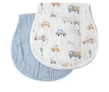 Bamboo Muslin Burp Cloth Set 2-Pack (Autos/Blue)
