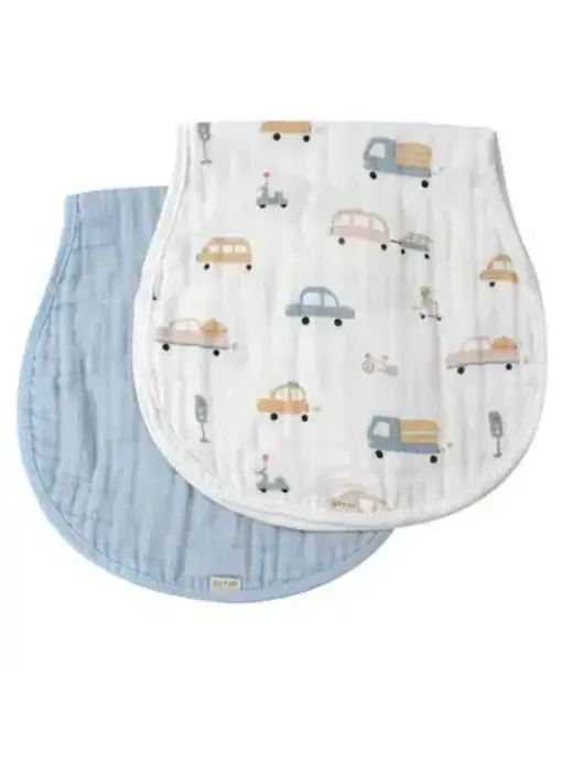 Bamboo Muslin Burp Cloth Set 2-Pack (Autos/Blue)