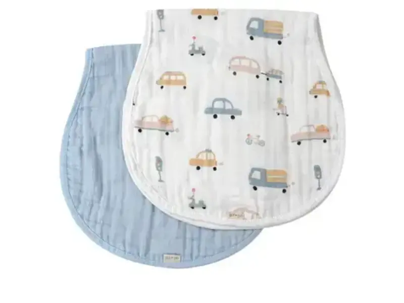 Ali + Oli Bamboo Muslin Burp Cloth Set 2-Pack (Autos/Blue)