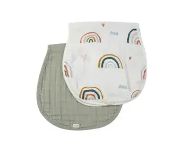 Bamboo Muslin Burp Cloth Set 2-Pack (Rainbow/Apple)