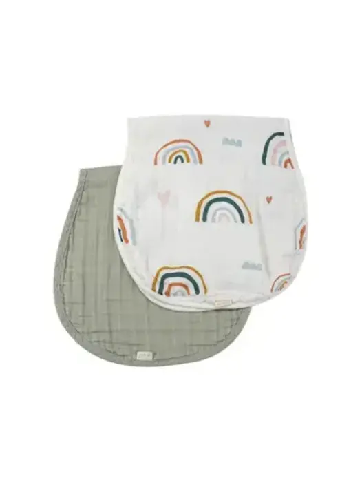 Bamboo Muslin Burp Cloth Set 2-Pack (Rainbow/Apple)