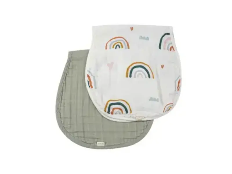 Ali + Oli Bamboo Muslin Burp Cloth Set 2-Pack (Rainbow/Apple)
