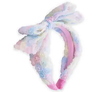 Big Bow Headband - Double Layer Rainbow Mini Rosette
