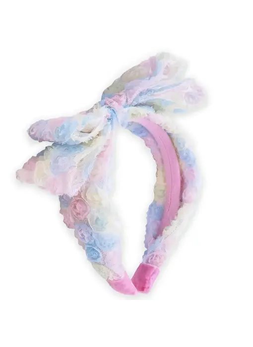 Big Bow Headband - Double Layer Rainbow Mini Rosette