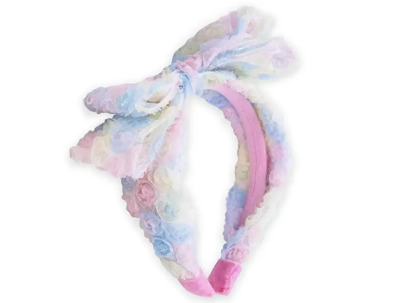 Frog Sac Big Bow Headband - Double Layer Rainbow Mini Rosette