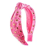 Frog Sac Kids Knot Headband - Gold Heart Stud Velvet Hair Accessories