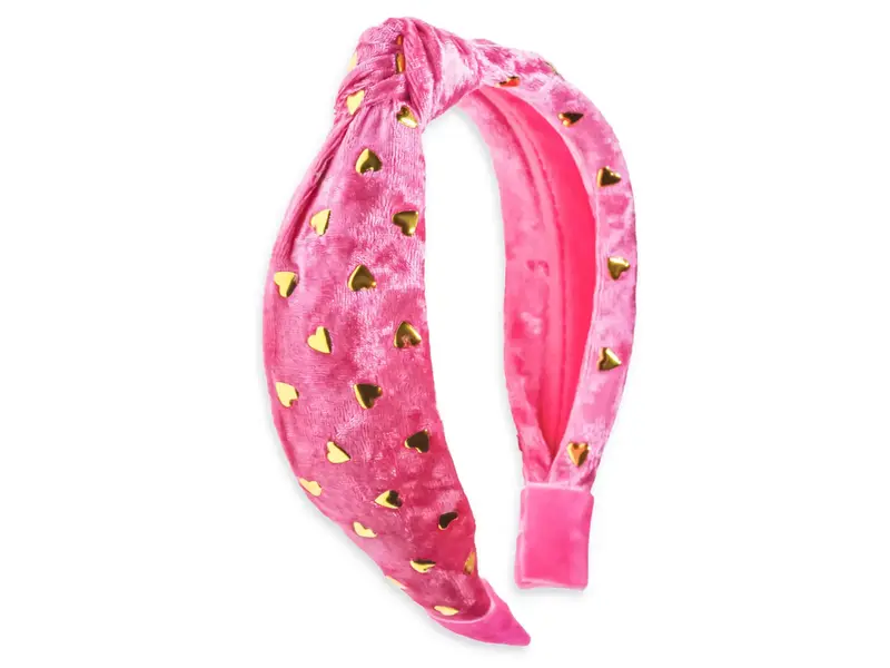 Frog Sac Kids Knot Headband - Gold Heart Stud Velvet Hair Accessories