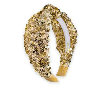 Kids Knot Headband - Sequin Knotted Hair Band (Gold)