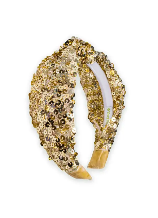 Kids Knot Headband - Sequin Knotted Hair Band (Gold)