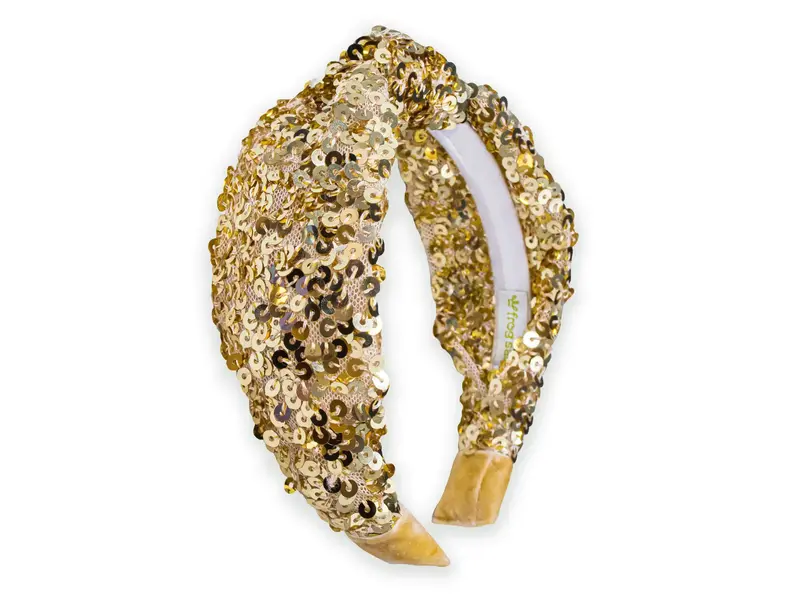Frog Sac Kids Knot Headband - Sequin Knotted Hair Band (Gold)