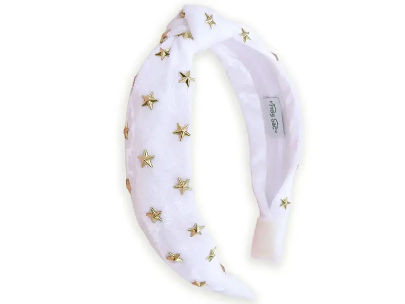 Frog Sac Kids Knot Headband - White Star Stud Velvet Hair Accessories