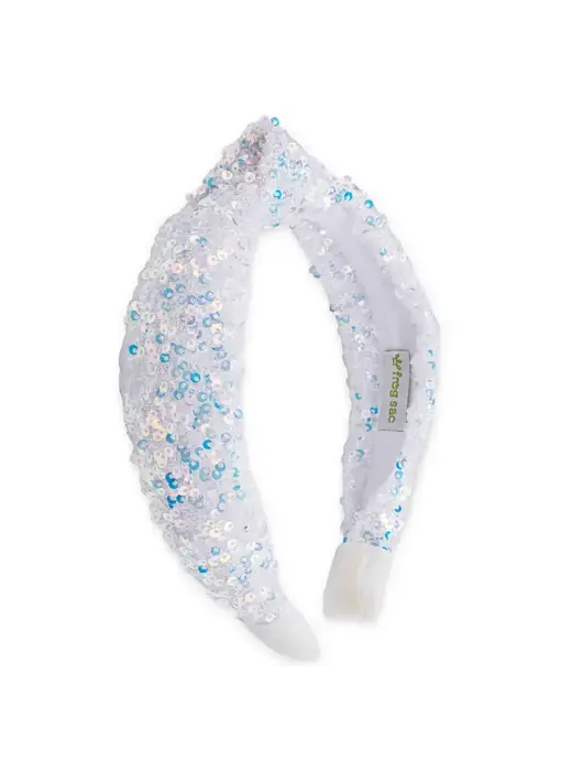 Kids Knot Headband - Sequin Knotted Hair Band Accesories (White)