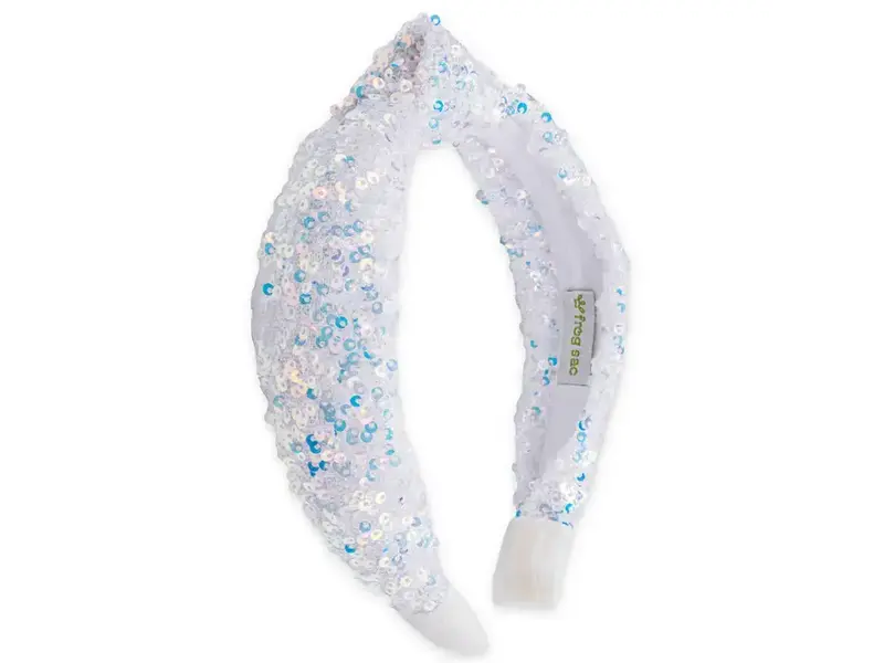 Frog Sac Kids Knot Headband - Sequin Knotted Hair Band Accesories (White)