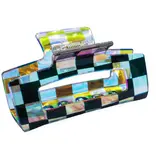 Frog Sac Medium Square Iridescent Checkered Hair Claw Clip Black Frog Sac Medium Square Iridescent Checkered Hair Claw Clip Black