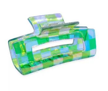 Copy of Medium Square Iridescent Checkered Hair Claw Clip Black