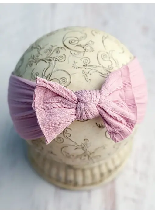 Cable Knit Bow Headband- Lavender