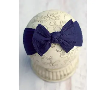 Cable Knit Bow Headband - Navy