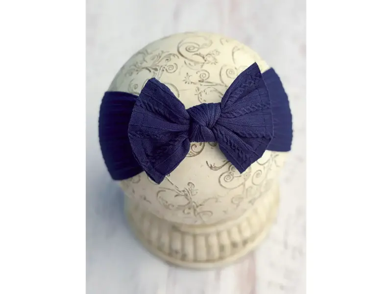 The Hair Bow Company Cable Knit Bow Headband - Navy