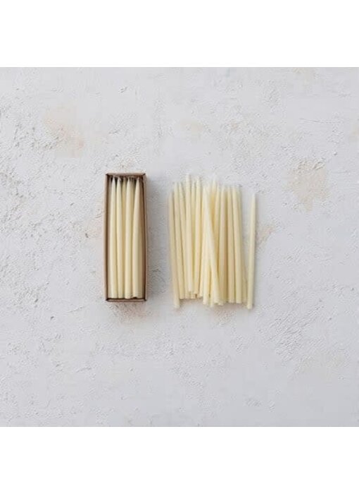 Ivory Thin Taper Candles in Box, Set of 24