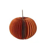 Creative Co-OP Recycled Paper Folding Honeycomb Pumpkin w/ Twig Stem, Orange Color; Medium