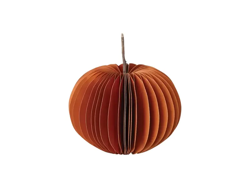 Creative Co-OP Recycled Paper Folding Honeycomb Pumpkin w/ Twig Stem, Orange Color; Medium