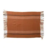 Creative Co-OP Brushed Acrylic & New Zealand Wool Throw with Stripes & Fringe - Nutmeg