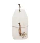 Creative Co-OP Marble Board w/ Snowflake Design & Canape Knife, Set of 2