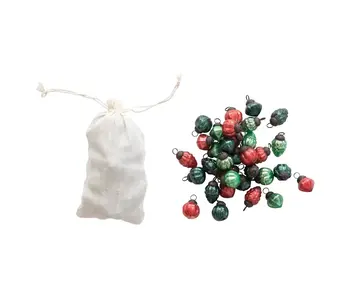 Embossed Mercury Glass Ornament, Red and Green Assorted Colors; 1" H