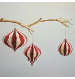 Creative Co-OP Paper Folding Honeycomb Ornament w/ Gold Glitter Edge, Cream Color & Red, 2 Styles