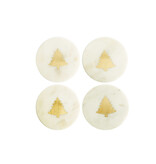 Creative Co-OP Marble Coasters w/ Brass Tree Inlay, White, Set of 4