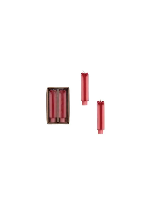 Gift Shaped Taper Candles in Box, Pink & Red, Set of 2