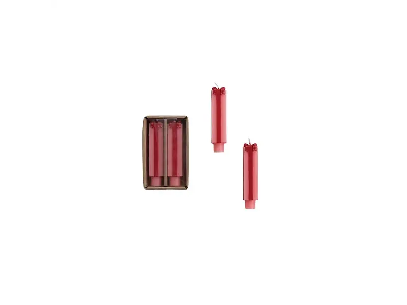 Creative Co-OP Gift Shaped Taper Candles in Box, Pink & Red, Set of 2