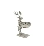 Creative Co-OP Cast Aluminum Deer Holding Bowl, Nickel Finish