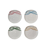 Creative Co-OP Round Stoneware Dish with Bow, 4 Colors, 4.25"