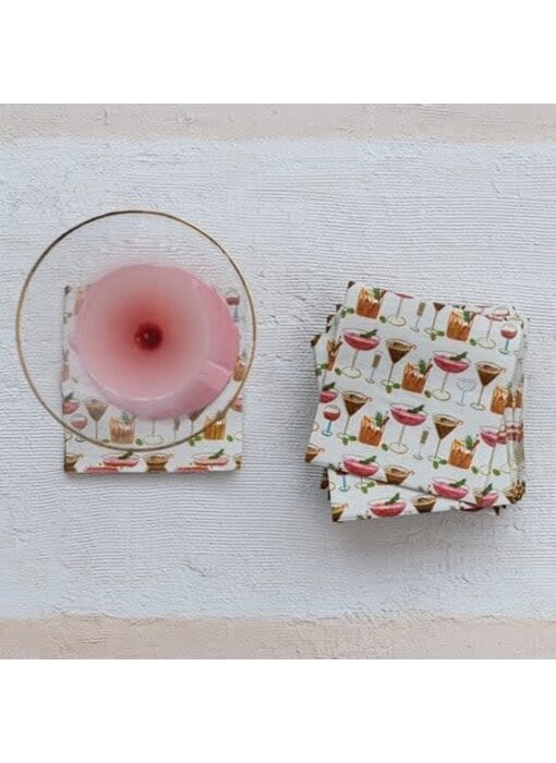 Paper Cocktail Napkins with Cocktail Pattern - 50 ct